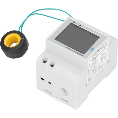Multimètre sur rail D52-2066 : mesure de tension, courant et puissance, affichage LCD, ampèremètre, voltmètre, plage de tension : 40,0-300,0 V, plage de puissance : 0-45 000 W (1/5)