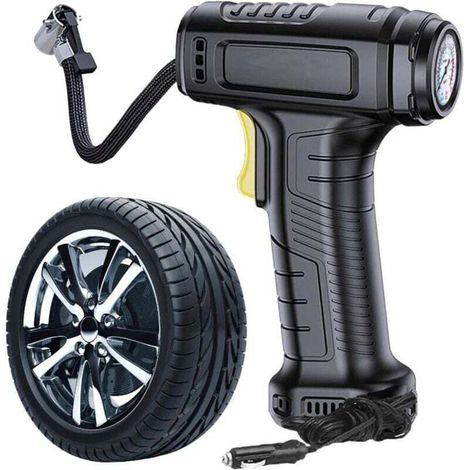 Pompe de pneu Pompe de voiture Inflateur de pneu 12V DC Pompe de pneu de voiture filaire gonflage rapide gonflable avec lumière & Détection de pression des pneus, pompe à air d'arrêt automatique