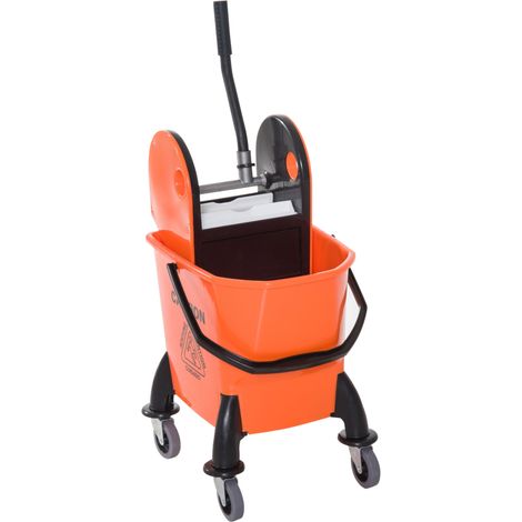 Carrello Pulizie Professionale con Strizzatore Rimovibile e Ruote Arancione (1/5)