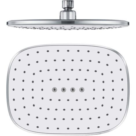 Tête de Douche, Rectangle Pommeau Douche Fixes Blanc ABS Tête de Douche Pluie Economie d'eau Haute Pression Pomme de Douche Pluie, G1/2" Connexion, 260×195 mm (1/5)