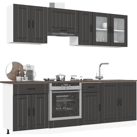 8-tlg. Küchenschrank-Set Kalmar Schwarz Holzwerkstoff