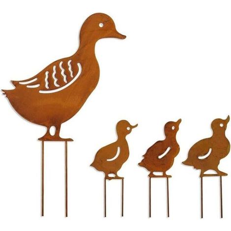 4Pcs Enjeux Métalliques De Jardin De Silhouette Animale Animaux en Métal Art Yard Decor(jaune) (1/4)