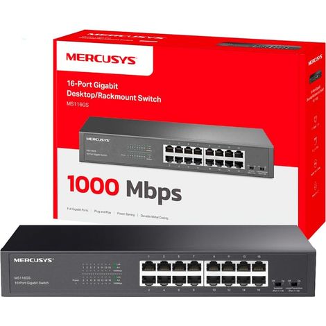Switch Ethernet Gigabit 16 Ports RJ45, Boîtier Métal, MS116GS (1/5)