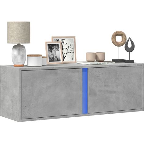 TV-Wandschrank mit LED-Beleuchtung Betongrau 100x31x35 cm
