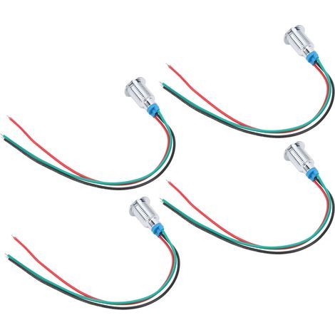 4 jeux de LED rondes précâblées, étanches, 2 couleurs, indicateur lumineux, Anode commune 10mm, 1224V (rouge et vert) (1/5)