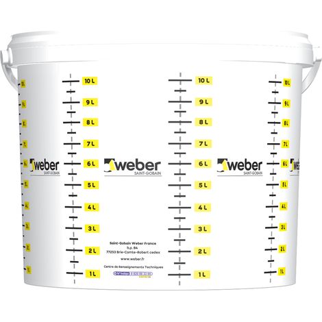 Weber Saint-Gobain Seau doseur 12L pour mesurer la quantité nécessaire à la préparation du mortier (1/2)