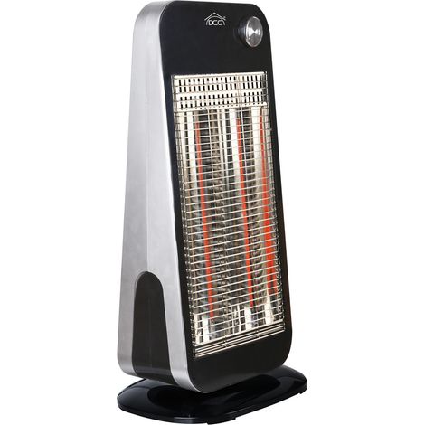 DCG Eltronic SA9849 Elektrische Raumheizung Drinnen Schwarz, Silber 900 W Elektrischer Halogen-Raumheizer