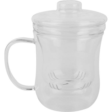Tasse en verre transparent résistant à la chaleur de 400 ml avec couvercle filtre à thé, idéale pour le bureau.