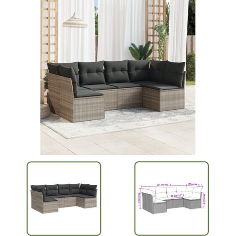 vidaXL Salon de jardin 6 pcs avec coussins gris clair résine tressée (1/3)
