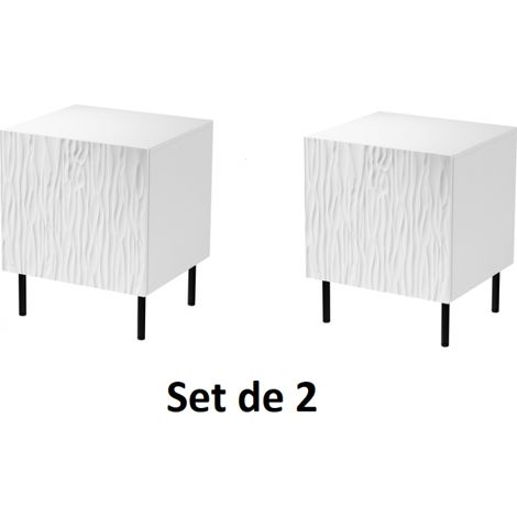Table de chevet Set de 2 Blanc mat 44x54x41 cm de haute qualité YOUNGE (1/4)