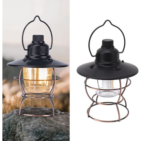 Lampe de camping rétro, rechargeable, lampe de pique-nique et de camping portable, lanterne suspendue en fer forgé, lampe de table décorative classique, intensité réglable, lampe de tente de camping p (1/5)