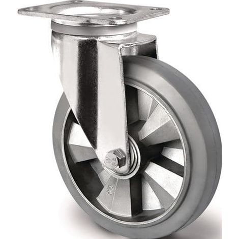 TECWERK Schwerlastlenkrolle D.250mm Trgf.500kg Lenkrolle Elastikgummi (1/2)