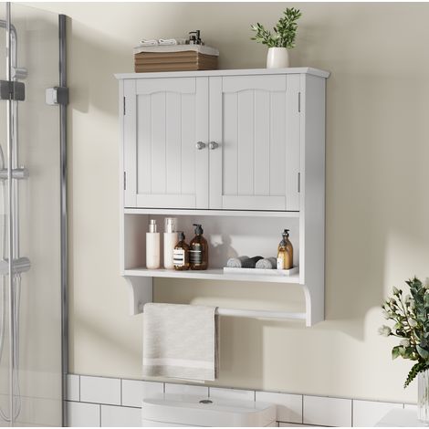 Mueble de baño mural 56,8x19x70 cm en MDF blanco, ahorro de espacio FloraGrace (1/5)