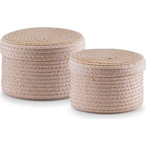 Zeller 14123 Set di Cesti con Coperchio, PP, Beige, 0.1x17.5x12.5 cm, 2 Unità (1/2)