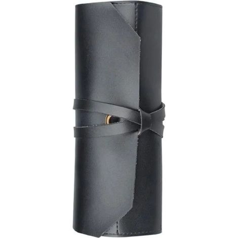 noir en Rouleau pour Couteaux De Chef, Étui De Transport De Couteaux en Cuir, À Outils Multifonction Portable avec Laçage pour Cui (1/5)
