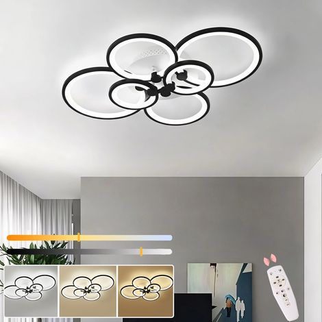 Plafonnier LED 84 W à intensité variable avec télécommande, 6 anneaux lumineux - Plafonnier moderne, 3000 K - 6500 K, économie d'énergie, φ 78 cm (1/5)
