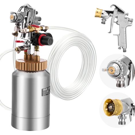 VEVOR Serbatoio Spruzzatore di Vernice, 2 L Serbatoio a Pressione per Spray Spruzzatore di Vernice a Spruzzo Pneumatica Centrale con Due Tubi per Mobili, Auto, 3 Comandi Regolabili (1/5)