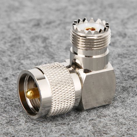 2 pièces Adaptateur RF Coaxial à Angle Droit Mâle PL259 vers Femelle SO239 Convertisseur (1/5)