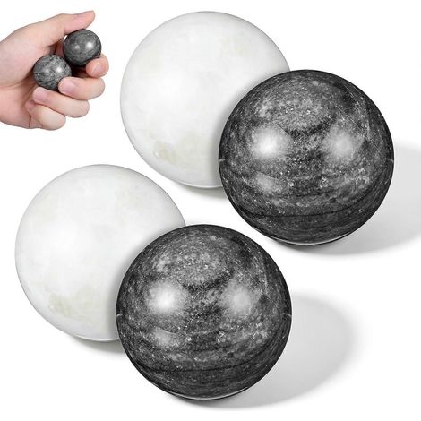 Lot de 4 boules décoratives en marbre - Sphères de remplissage pour centres de table - Pierres de remplissage pour vases, table à manger, salon, décoration intérieure (1/5)