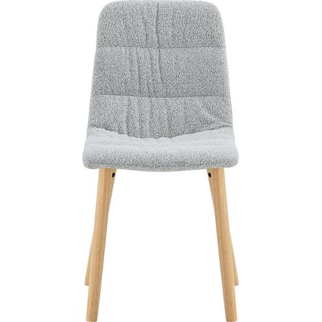 ELVMI 2er-Set Esszimmerstühle, Ergonomische Rückenlehne mit Faltenwurf, Stoff und Massivholz, Hellgrau (1/5)
