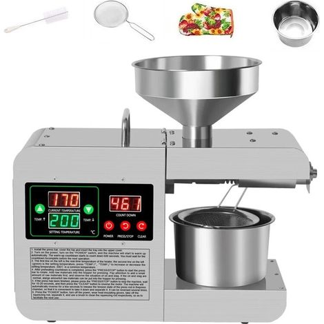 CHIGOODS 1500W Edelstahl Temperaturregelung Automatischer Samen Ölpresse Maschinenpresser