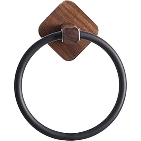 Porte-serviettes mural moderne en bois et aluminium 20 cm (noir noyer) (1/5)
