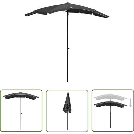 The Living Store Sonnenschirm mit Mast 200x130 cm Anthrazit - Gartenschirm - Sonnenschirm - Polyester - Stahl - Anthrazit (1/5)