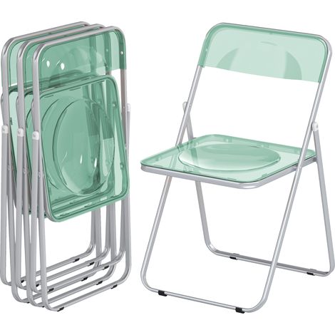 HOMCOM Set da 4 Sedie Pieghevoli in Acrilico, Sedie Trasparenti, Verde