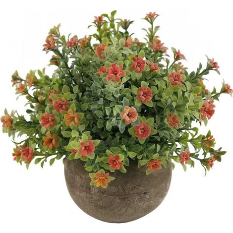 Plante artificielle Plante de simulation en pot Parfaite pour la Décoration Intérieur Maison et Bureau Fleur double,rouge (1/5)