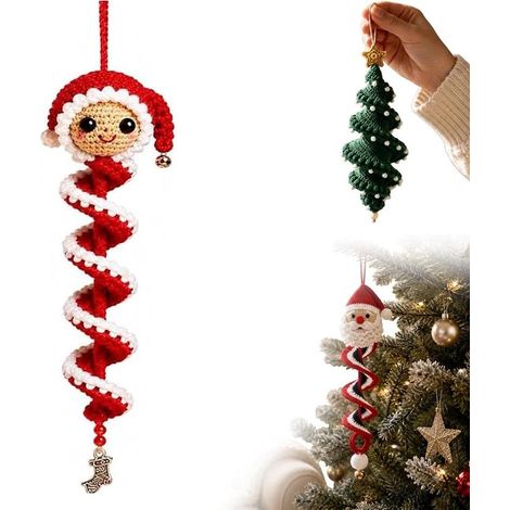 Kit de crochet 3D à faire soi-même - Kit de crochet de Noël - Suspensions spirales de Noël à faire soi-même - Avec fil, crochet et instructions écrites - Kit de décoration de Noël - Ornements de Noël (1/5)