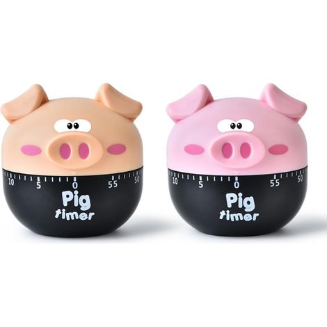 Minuteur Alarme Sonore en Plastique Cuisine de Cochon Mécanique Rose (1/5)