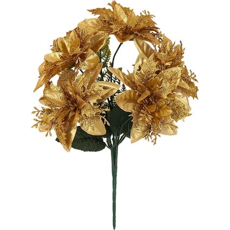 Bouquet De Fleurs Artificielles - Décoration Festive Avec Paillettes Pour Maison Table Et Fêtes - DIY Artisanat Décor Saisonnier Réutilisable - Lot De 5 (1/5)