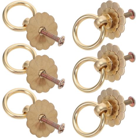 SHINEOFI Lot de 6 boutons porte en laiton doré au design floral (1/5)