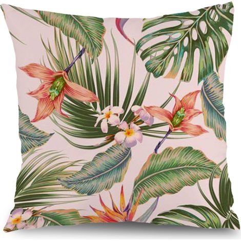 Housse de coussin patio fleurs, décoration terrasse jardin,50×50cm (1/5)