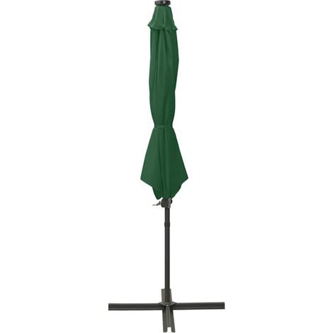Ombrellone Parasole a Sbalzo con Palo e Luci a LED Verde 300 cm (1/5)