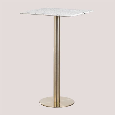 Mesa Alta de Bar Cuadrada en Terrazo (60x60 cm) Malibu SKLUM         Oro champagne    