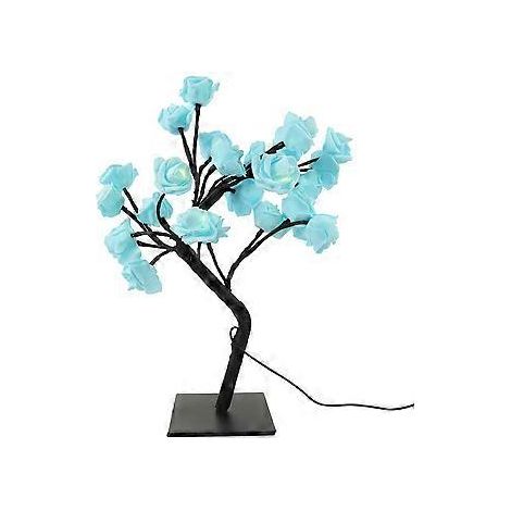 Rosenbaum-Tischlampe mit USB-Anschluss, beleuchteter Rosenbaum mit LED-Beleuchtung (himmelblau)