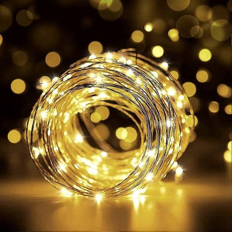 Guirlande lumineuse LED 20 m, 200 LED, alimentation USB (jaune chaud) (1/5)
