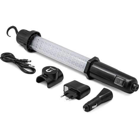 Baladeuse de chantier rechargeable 60 LED – 130 lumens – Autonomie 3-4H – Chargeur secteur et allume-cigares inclus – I-Watts