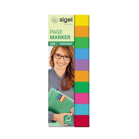 SIGEL Haftstreifen SIGEL Film Multicolor 44 x 12,5 mm (B x H) 2 x orange je 1 x gelb hellgründunkelblau lila dunkelgrün pink hellblau rot 50 Bl./Block 10 Block/Pack. (1/4)