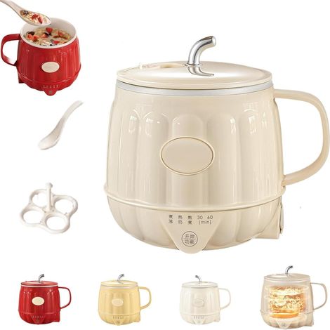 Tasse à lait chauffante électrique multifonction, 2025 nouvelle tasse chauffante électrique multifonction 3 en 1 de 600 ml, chauffe-lait automatique portable, for des repas rapides à la maison.(White)