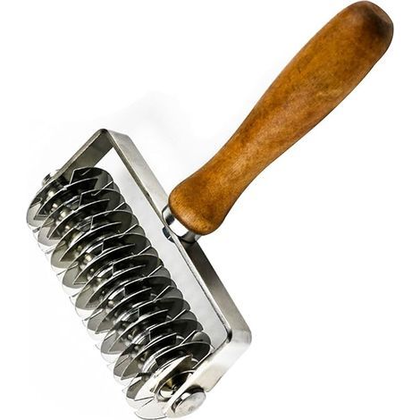 Coupe Rouleau à Pâtisserie Treillis Pâte, Outil Cuisson Gain Temps Domestique, Pince à Pâtisserie Feuilletée Acier Inoxydable avec Manche Bois pour Biscuits/Pain/Tarte Croûte Pâtisserie/Gâteau/Pizza (1/5)