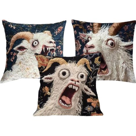 Housses de Coussin - 45 x 45 cm Housse de Coussin Chèvre Criarde Lot de 3 Housses de Coussin,pour Canapé Salon Maison Dormeur Coin Lecture Appartement Campagne (1/5)