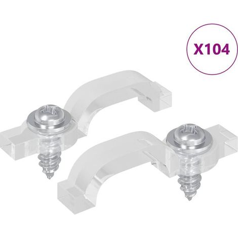 Clips pour bande LED 23,8 mm, 2 pièces, plastique transparent et fer.
