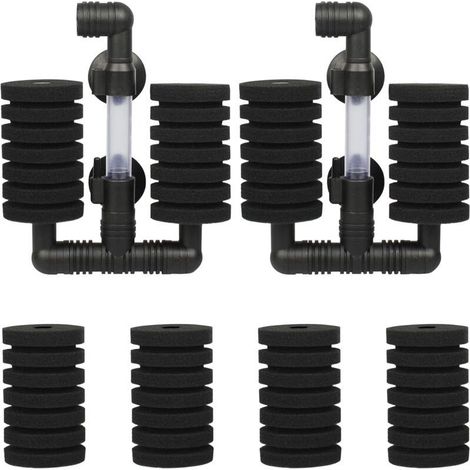 2 PCS Kit Filtre Exhausteur Aquarium Filtre d'aquarium Double avec 4 Éponges de Rechange pour Filtrage Biologique et Mécanique (1/4)