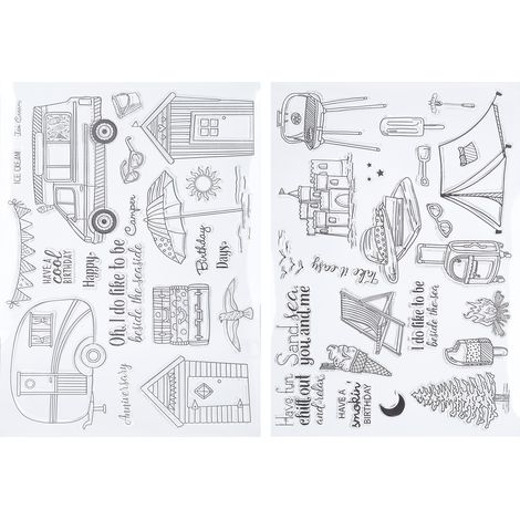 2 Pièces Tampon TPR Transparent Motif Château pour Carte DIY, Scrapbooking et Voyage (1/5)