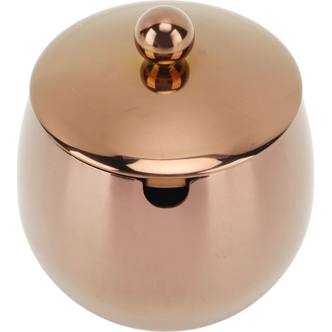 Grand sucrier/pot à épices en acier inoxydable avec couvercle, idéal pour ranger sel, bonbons et café. Compatible lave-vaisselle, couleur or rose. (1/5)