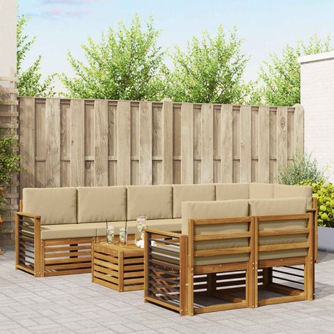 Sofagarnituren 9 pcs Natur und Beige Massivholz Akazie (1/5)