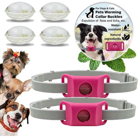Collier Anti Puces pour Chien, RéGlable Collier Chien, Pendentif RéPulsif Aux Huiles Essentielles avec 2 Capsules RemplaçAbles, éTanche, Durable (Rose,2pcs) (1/5)
