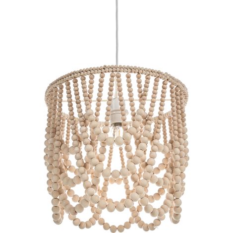 Lámpara de araña con cuentas de madera estilo boho marrón claro Verugal